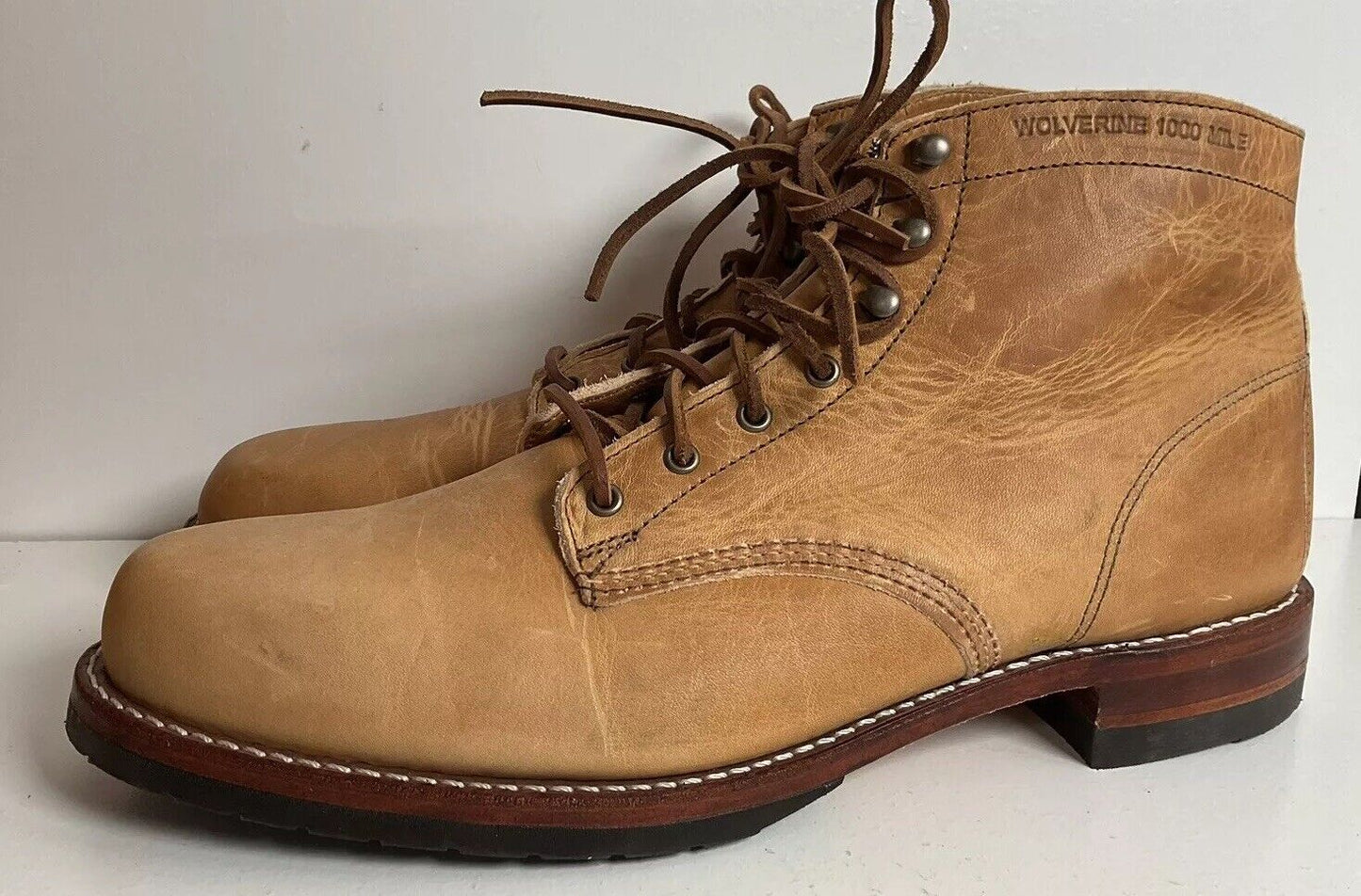 Wolverine Thousand Mile Leather Chukka Boots 14 D USA Made Golden Tan