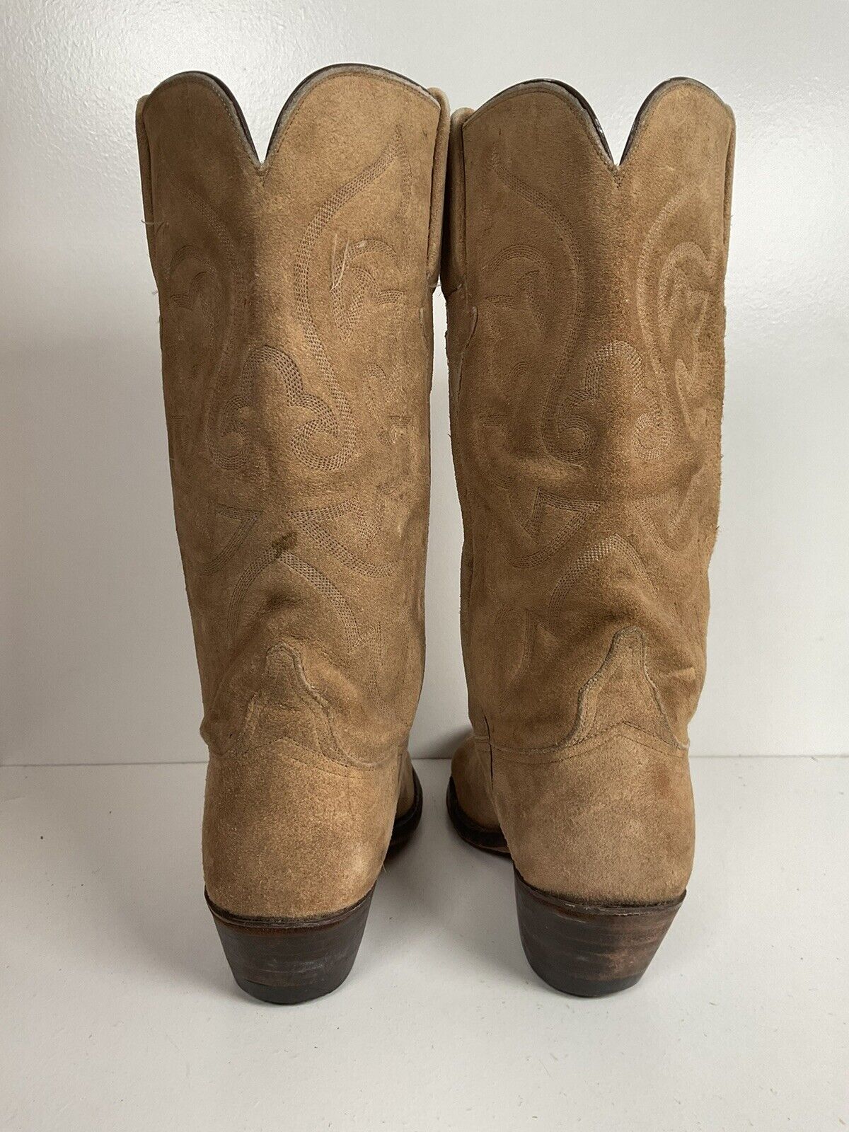 Vintage Lucchese Full Rough Out Suede Cowgirl Boots 8 B Billy Martin’s Custom