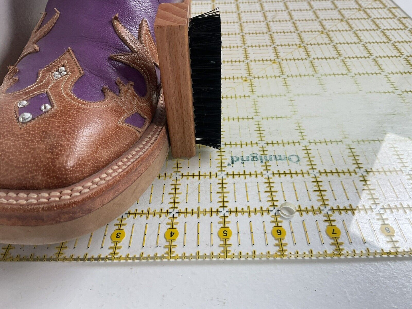 Anderson Bean Custom Purple Crepe Cowgirl Boots 7 B Tooled Wingtip Overlay