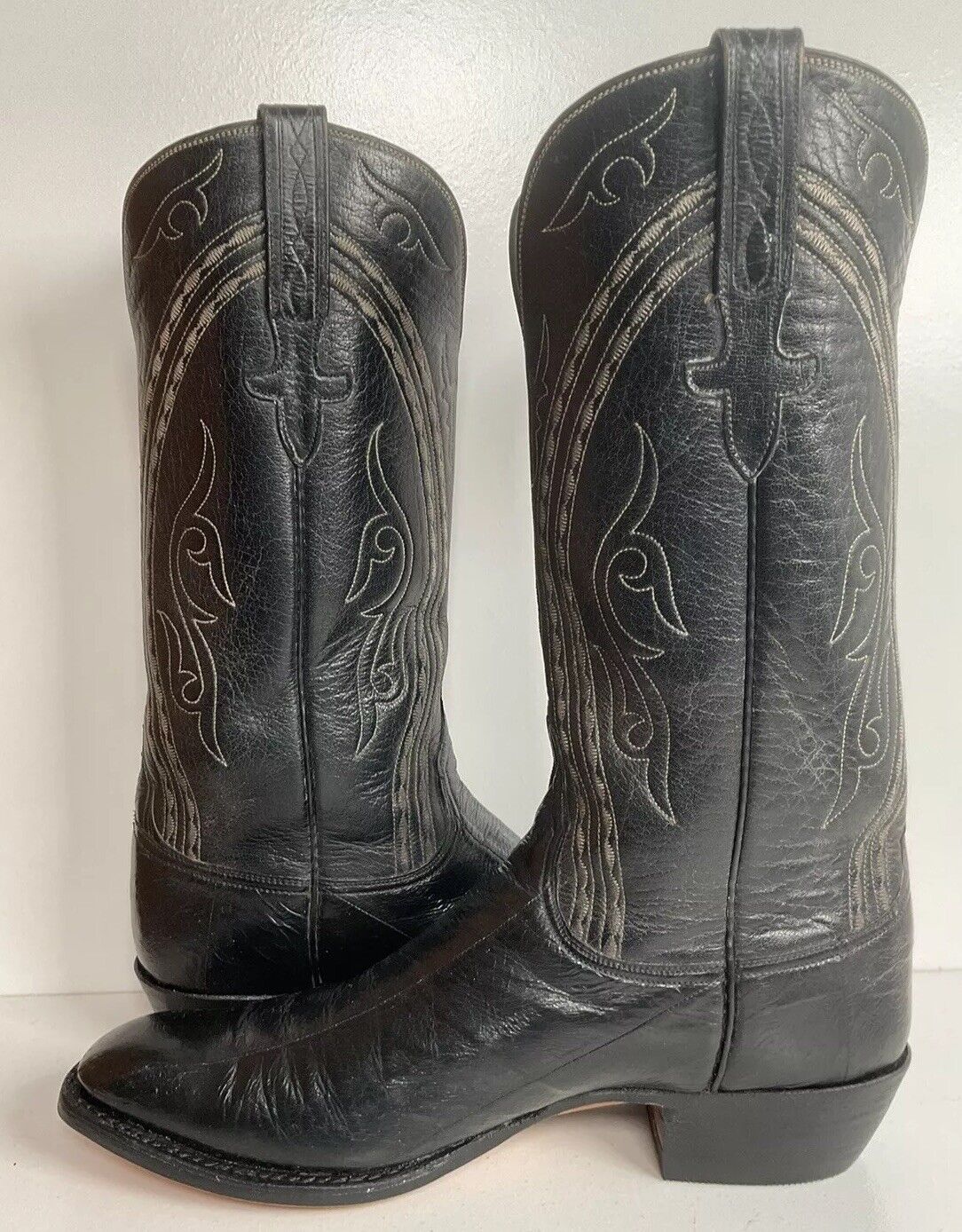 Lucchese San Antonio Exotic Eel Cowboy Boots 9 B Vintage French Toe