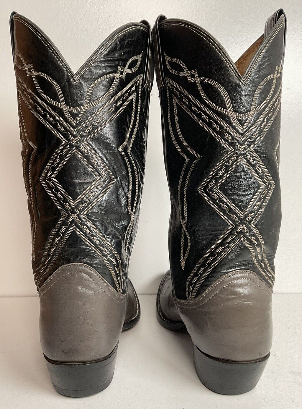 Vintage Tony Lama Grey Lizard Wingtip Cowboy Boots 9 D Gold Label New Half Soles