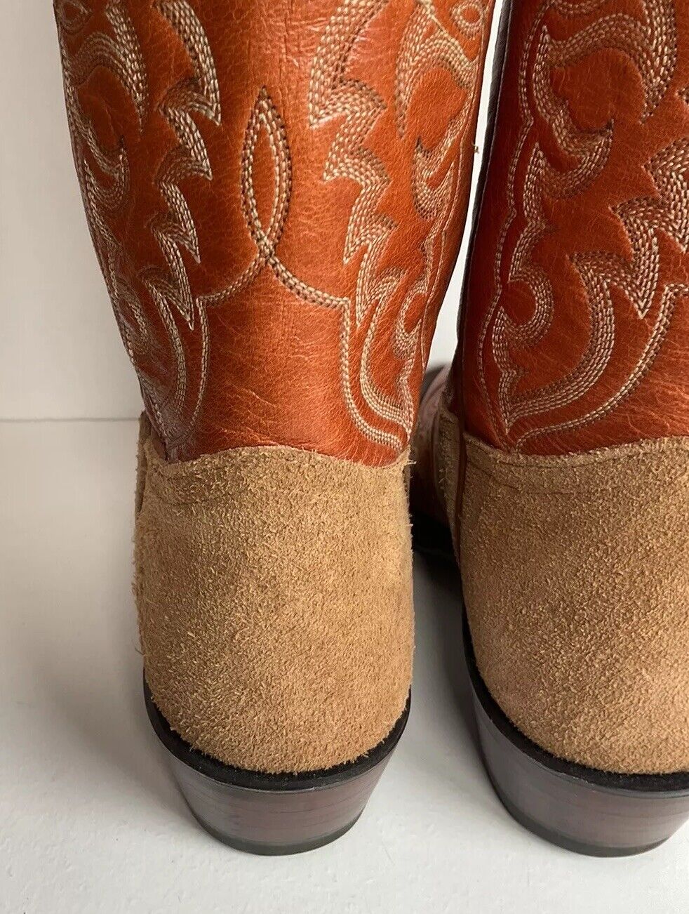 Tony Lama Rough Out Suede Cowgirl Boots 7 B Wingtip USA Made