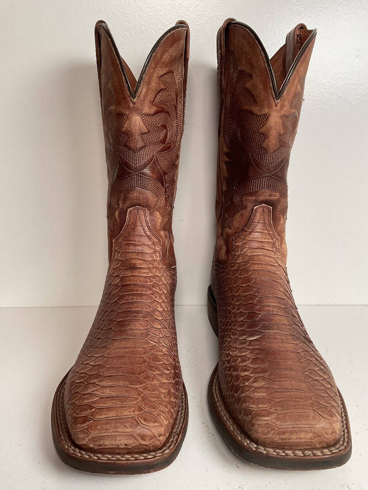 Dan Post Square Toe Python Snake Print Cowboy Boots 9.5 D DP4526