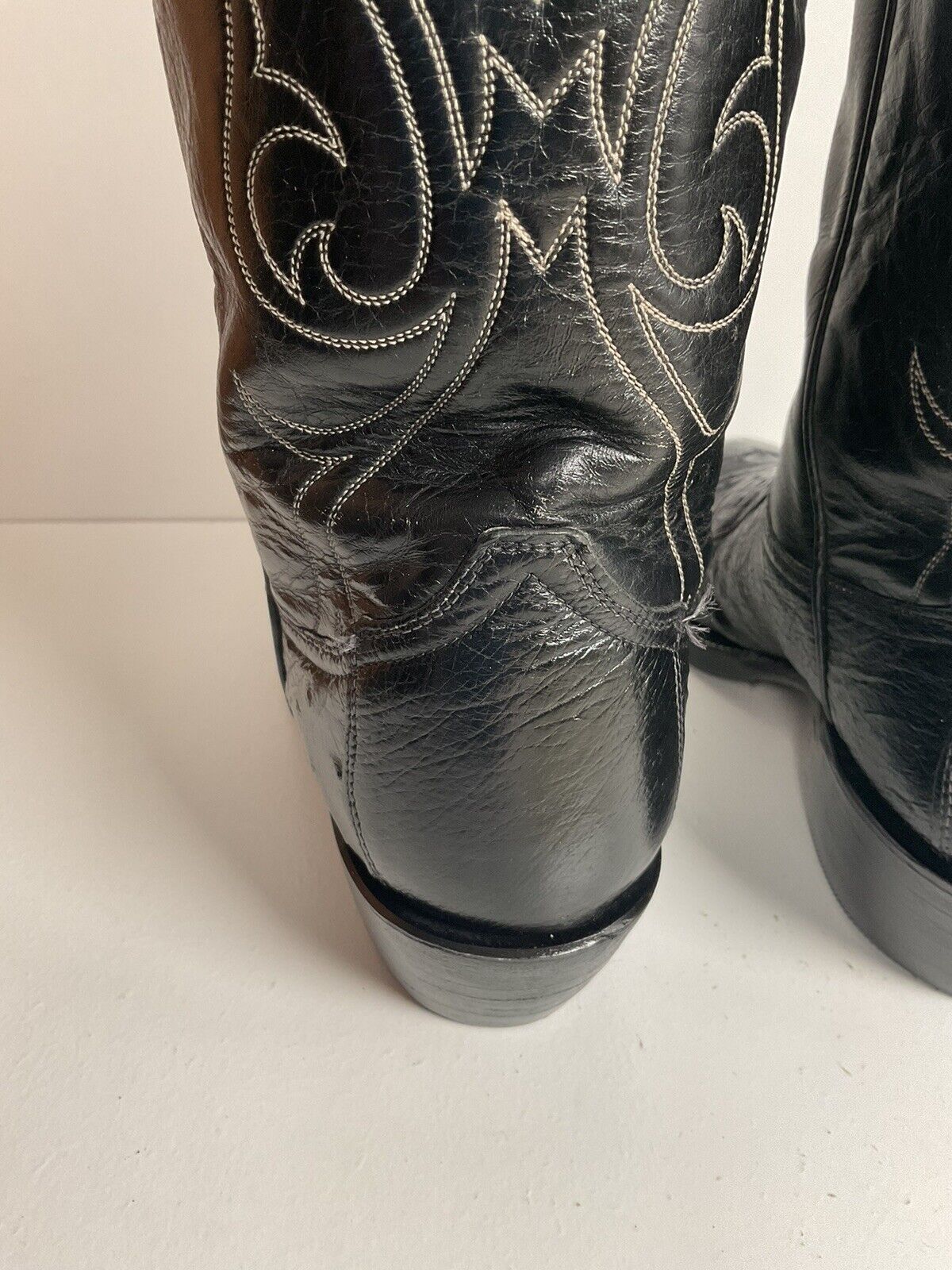 Vintage Tony Lama Exotic Ostrich Wingtip Cowboy Boots 9 D New Soles Black Label