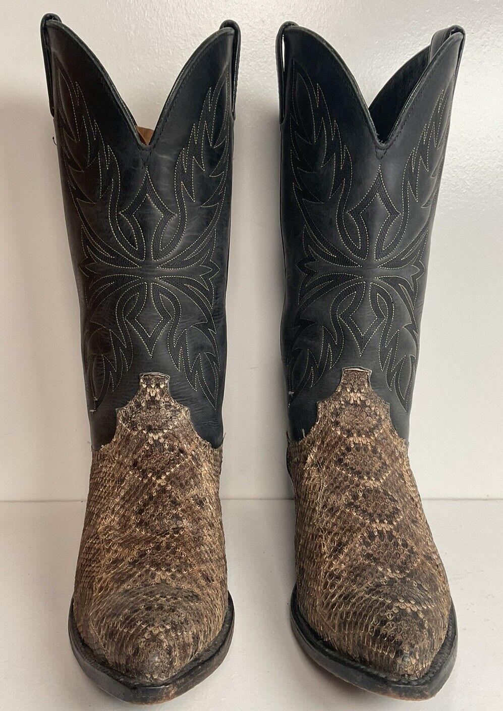 Code West For Dan Post Diamondback Rattlesnake Cowboy Boots 11 M Snip Toe