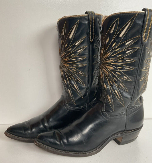 Vintage ACME Peewee Shorty Cowgirl Boots 5.5 C Starburst Inlay 60s 70s