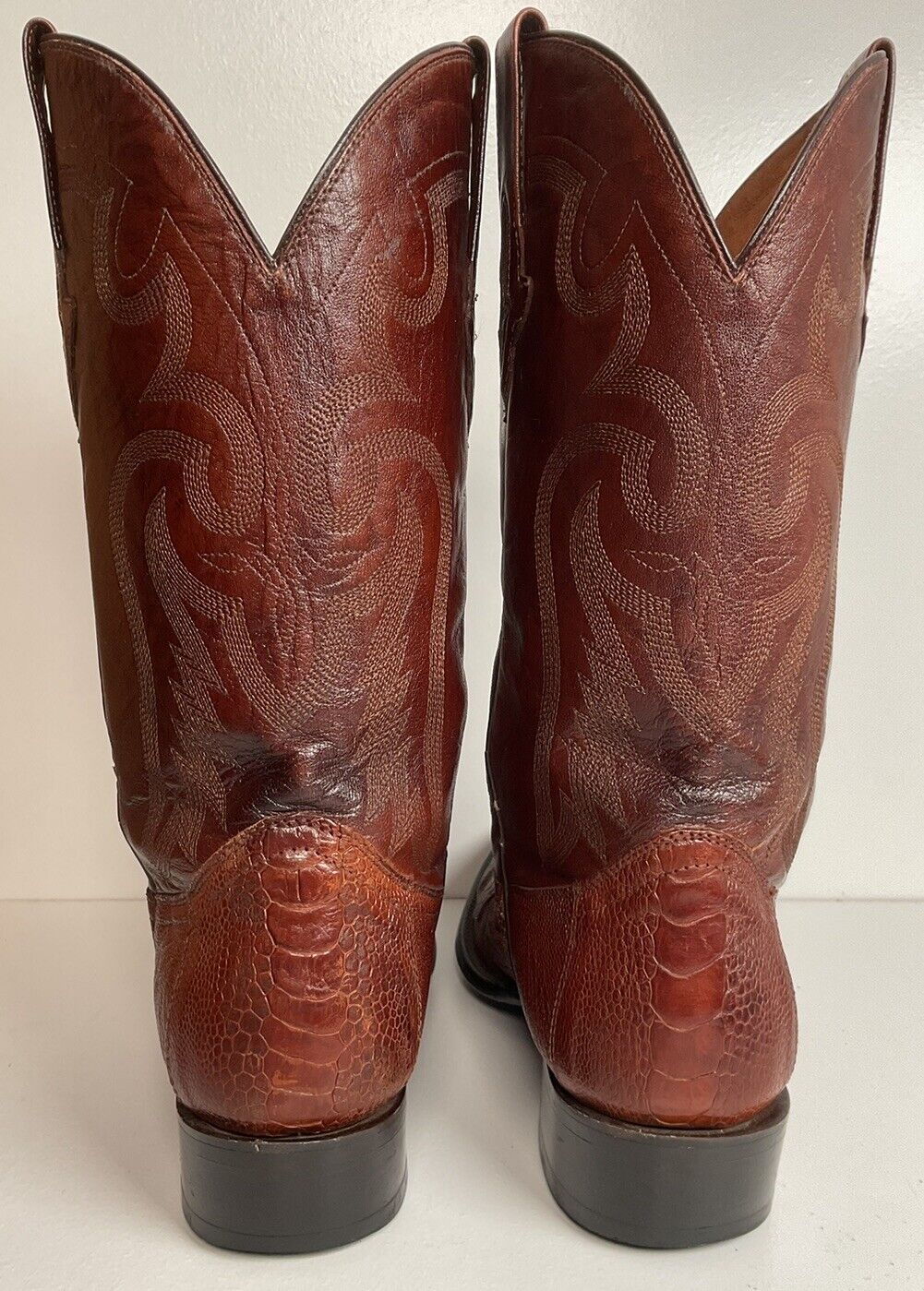 Lucchese For Resistol Ranch Exotic Ostrich Leg Cowboy Boots 11.5 D