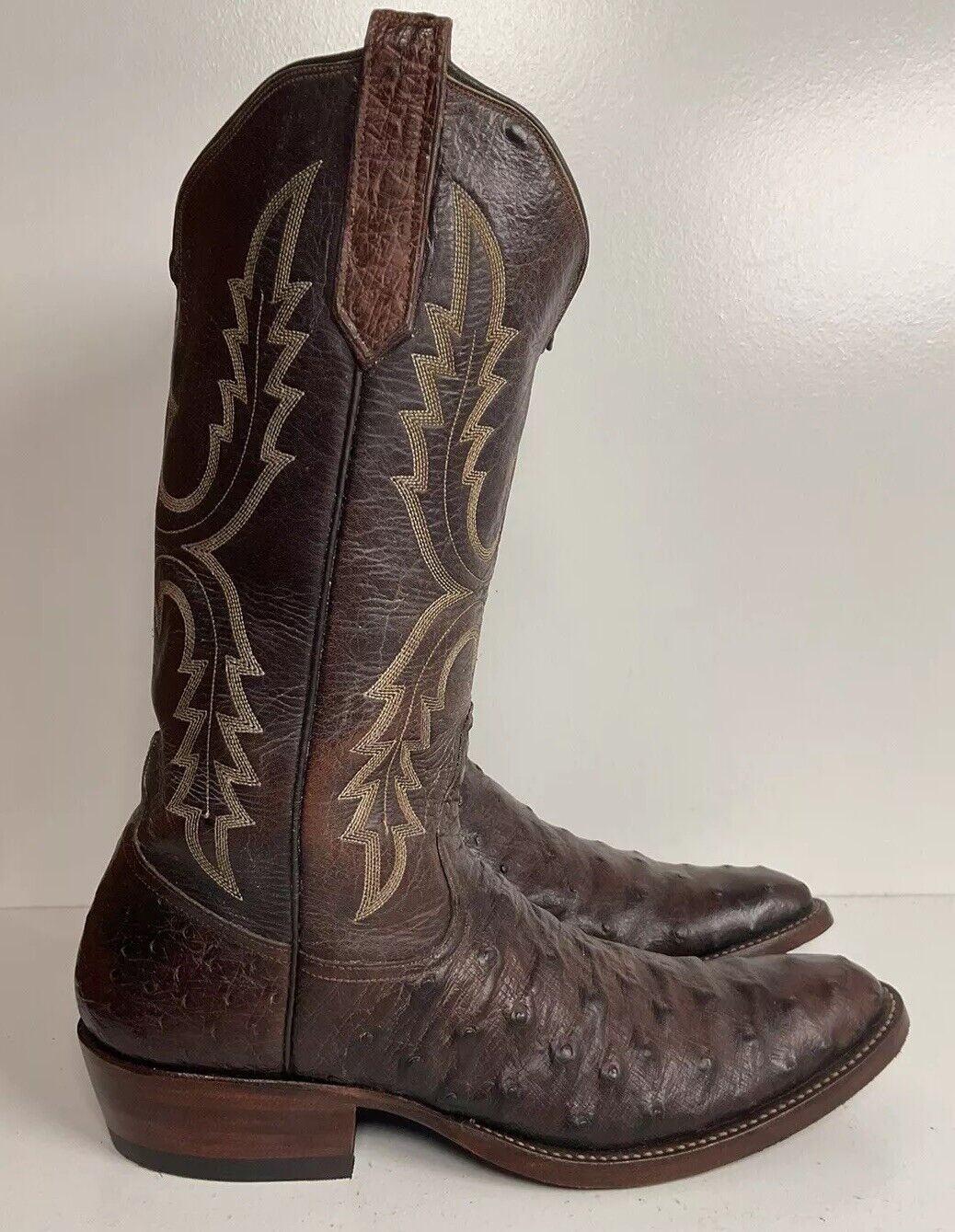 Vintage Rios Of Mercedes Exotic Ostrich Quill Cowboy Boots 8.5 B New Welts