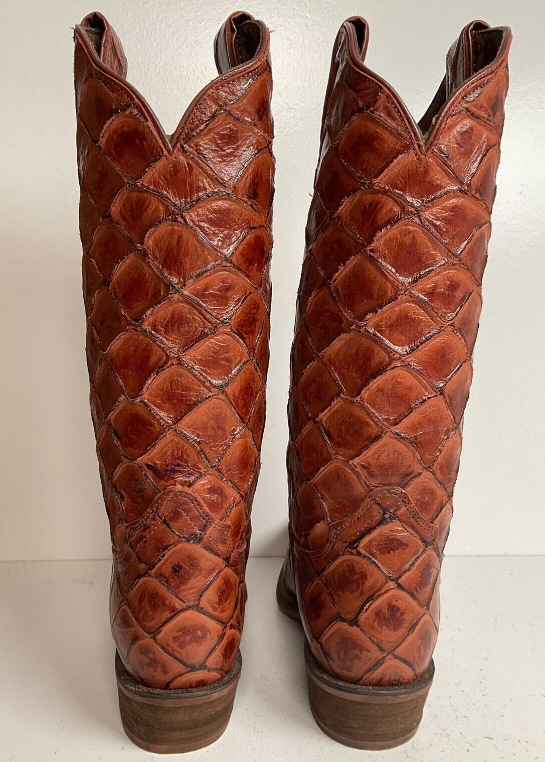 Nocona Bessie Full Pirarucu Print Cowgirl Boots 7.5 B Hero Collection Exotic