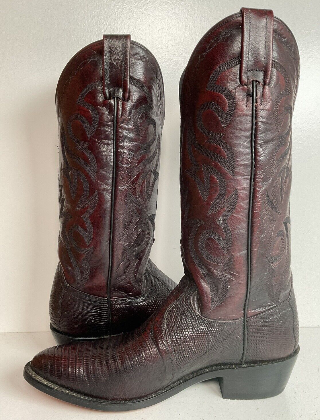 Dan Post Black Cherry Teju Lizard Cowboy Boots 8 D