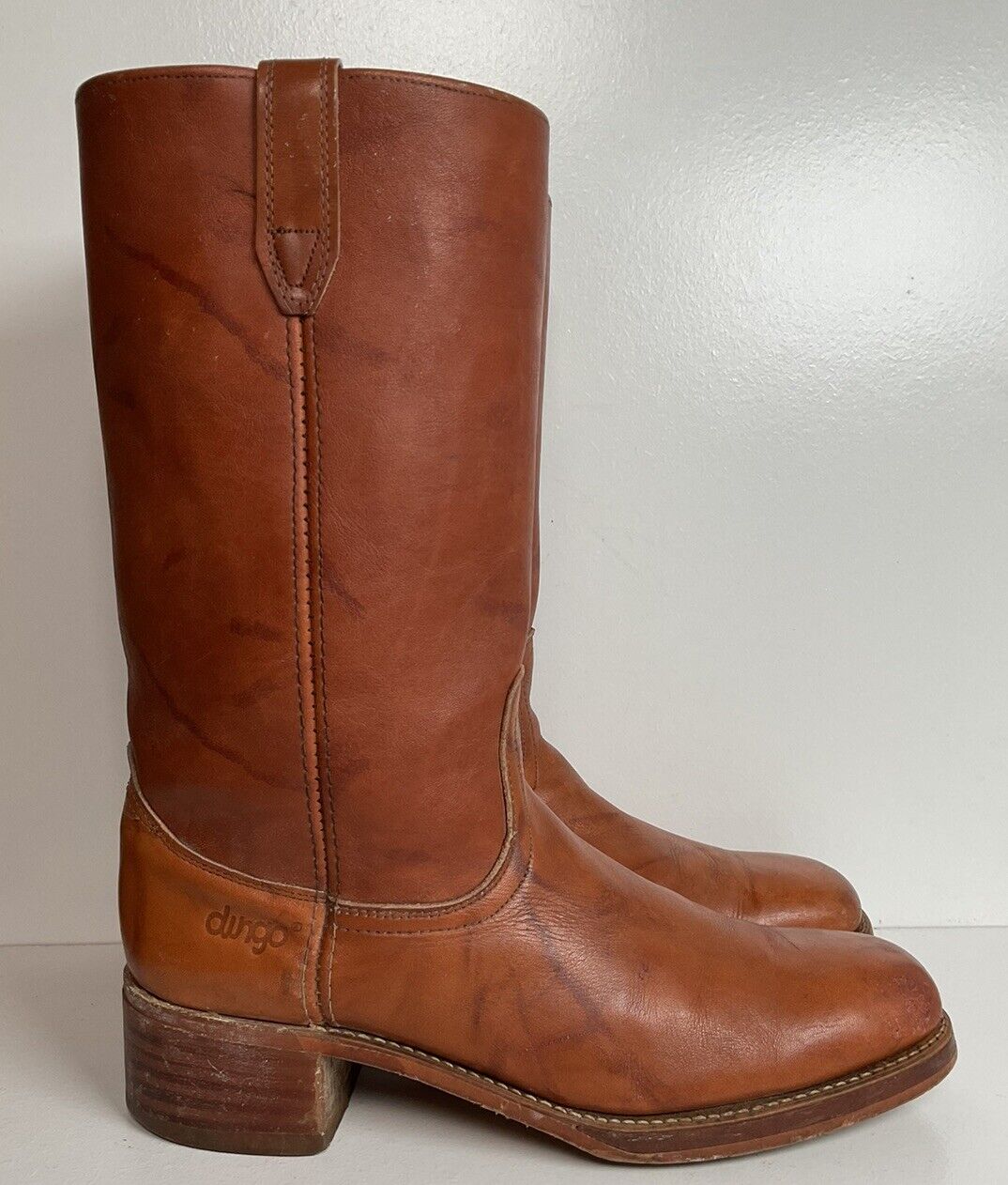 Vintage Dingo Acme Leather Campus Boots 12 D USA Made Thrashed