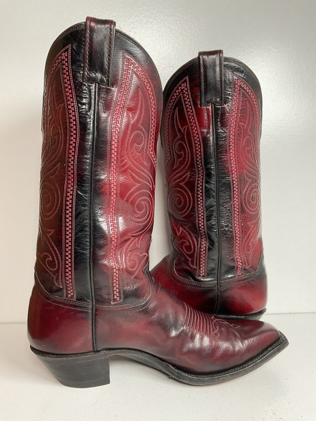 Vintage Justin Oxblood Cowboy Boots 9 D French Toe USA Made