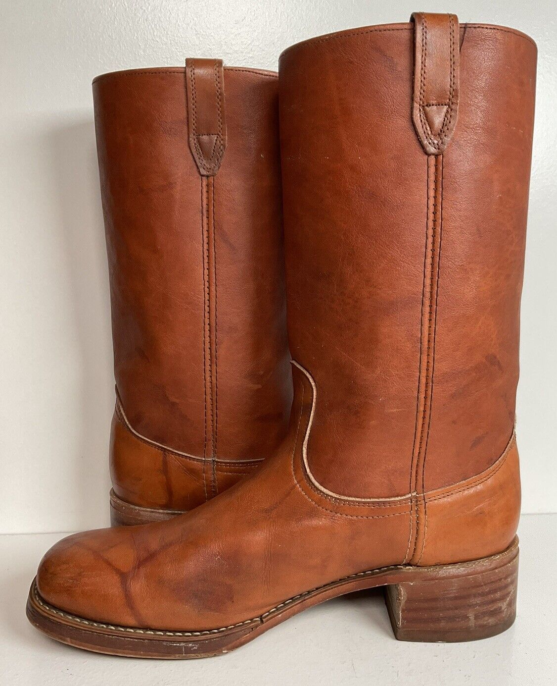 Vintage Dingo Acme Leather Campus Boots 12 D USA Made Thrashed