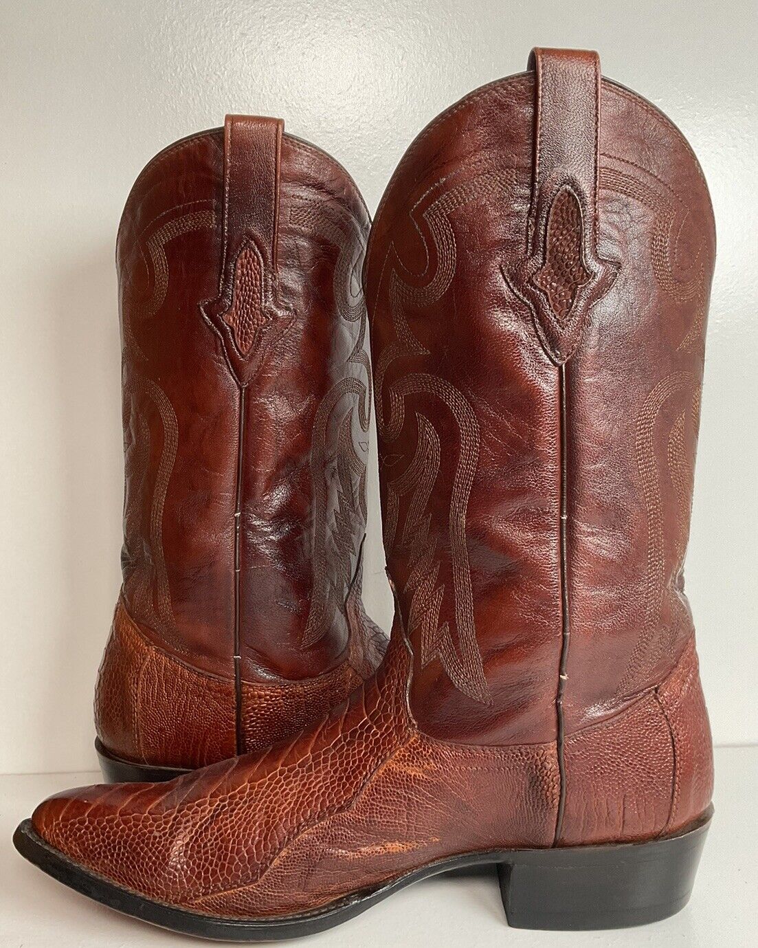 Lucchese For Resistol Ranch Exotic Ostrich Leg Cowboy Boots 11.5 D