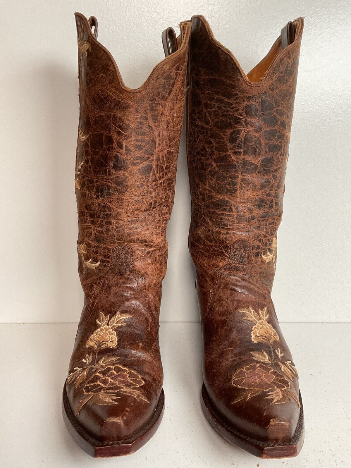 Old Gringo Floral Embroidered Cowgirl Boots 6.5 B Cloth Pull Tab