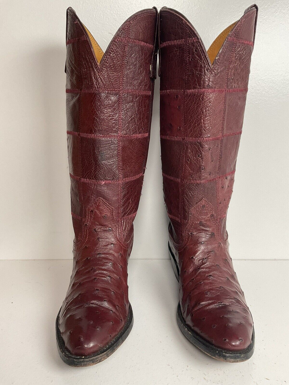 Vintage Nocona Exotic Ostrich Quill Cowgirl Boots 5 C Quilted Patchwork USA