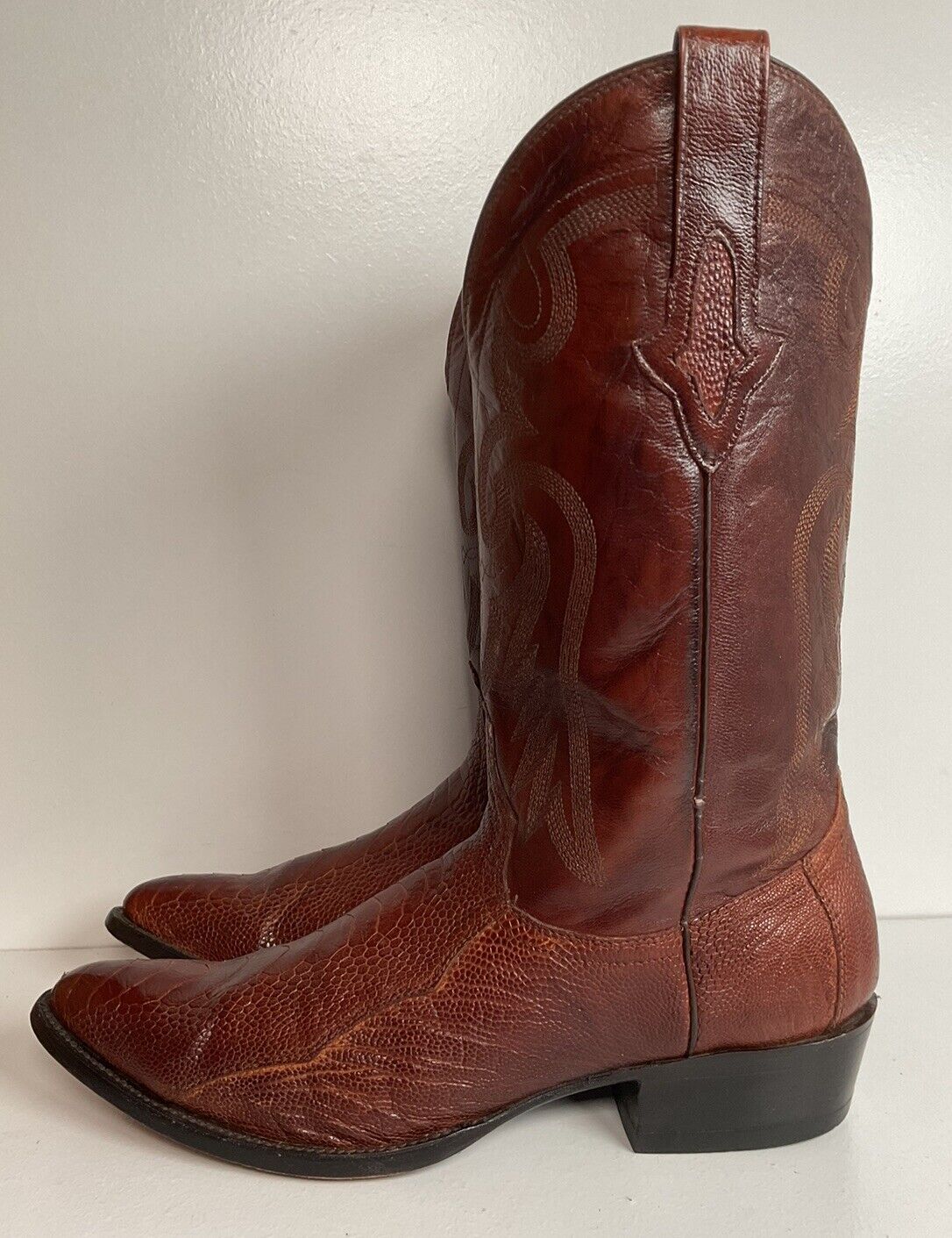 Lucchese For Resistol Ranch Exotic Ostrich Leg Cowboy Boots 11.5 D