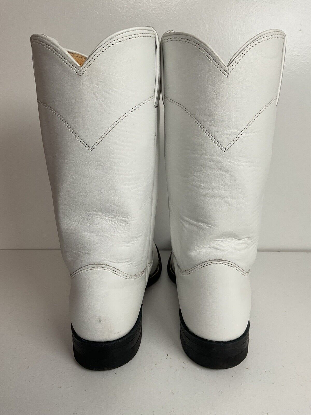 Vintage Justin Pearl White Cowgirl Roper Boots 6.5 B USA Made