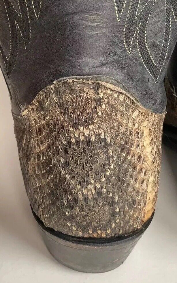 Code West For Dan Post Diamondback Rattlesnake Cowboy Boots 11 M Snip Toe