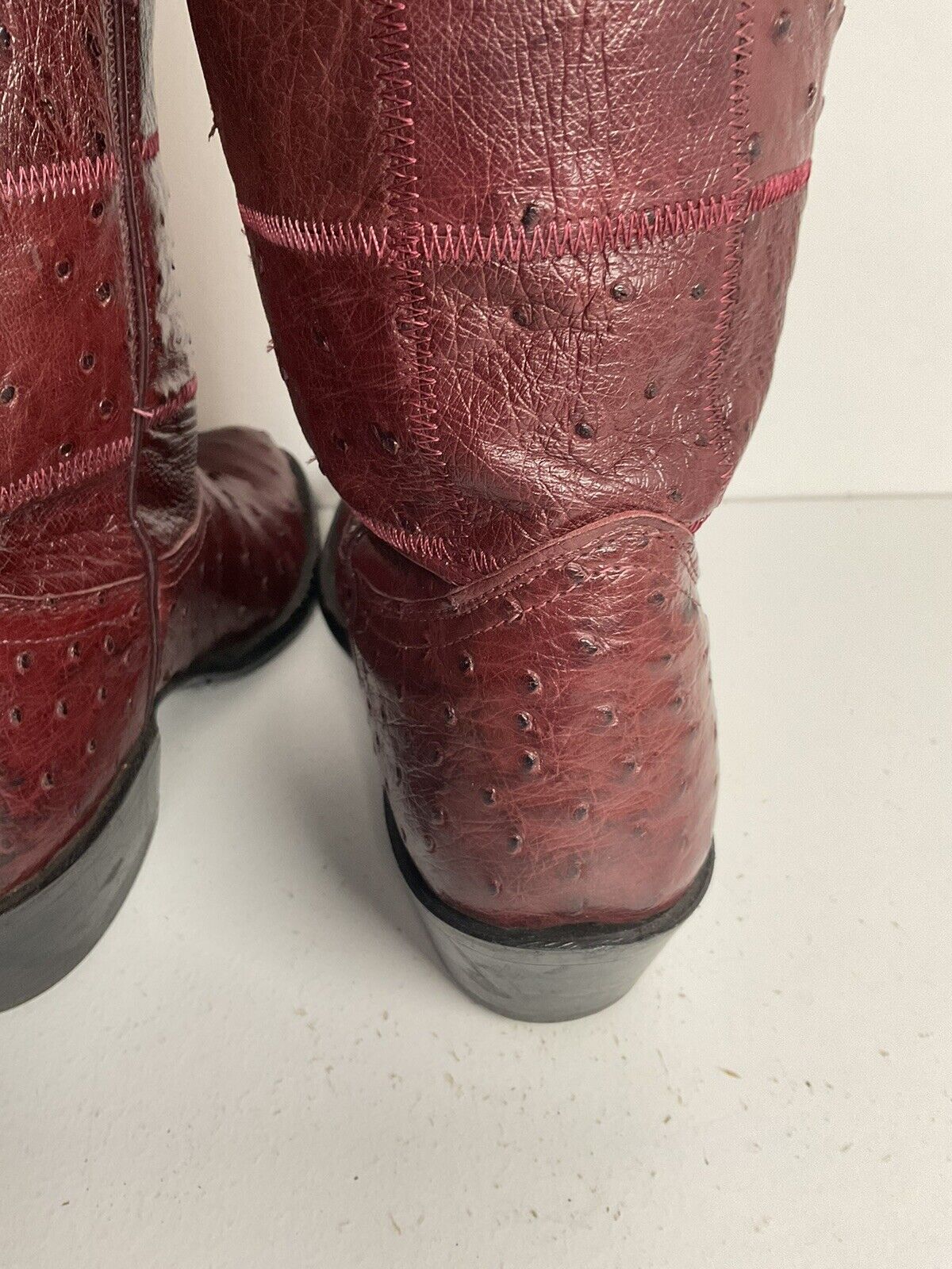 Vintage Nocona Exotic Ostrich Quill Cowgirl Boots 5 C Quilted Patchwork USA