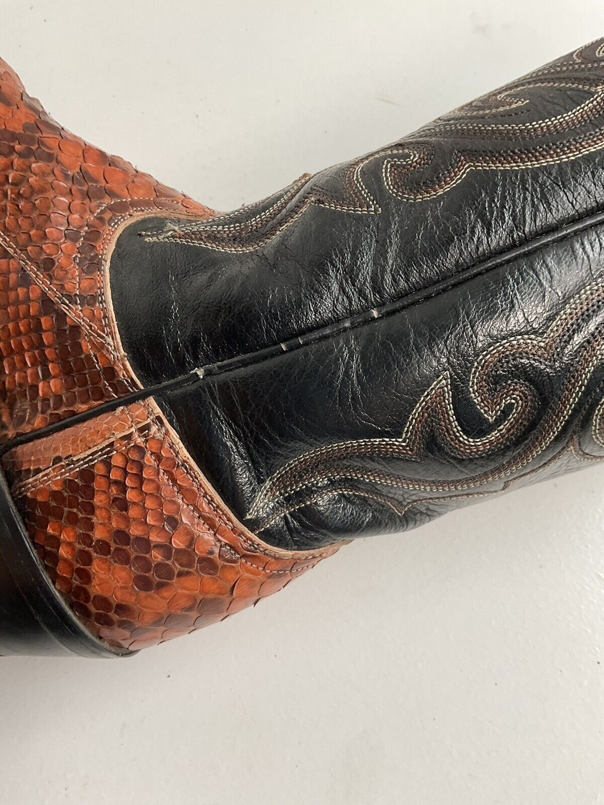 Dan Post Rust Brown Python Snakeskin Cowboy Boots 9 D Back Cut