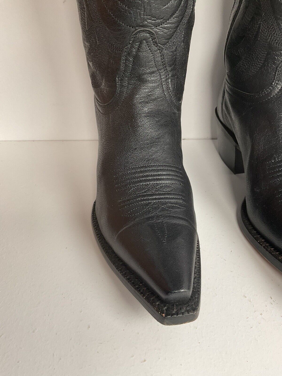 Nocona 15” Tall Black Leather Cowgirl Boots 6.5 B