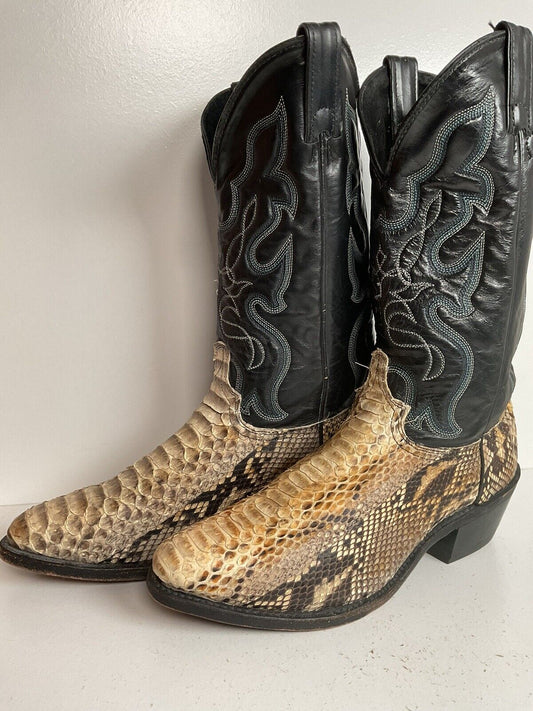 Vintage Abilene Back Cut Python Cowboy Boots 10 D USA Snakeskin