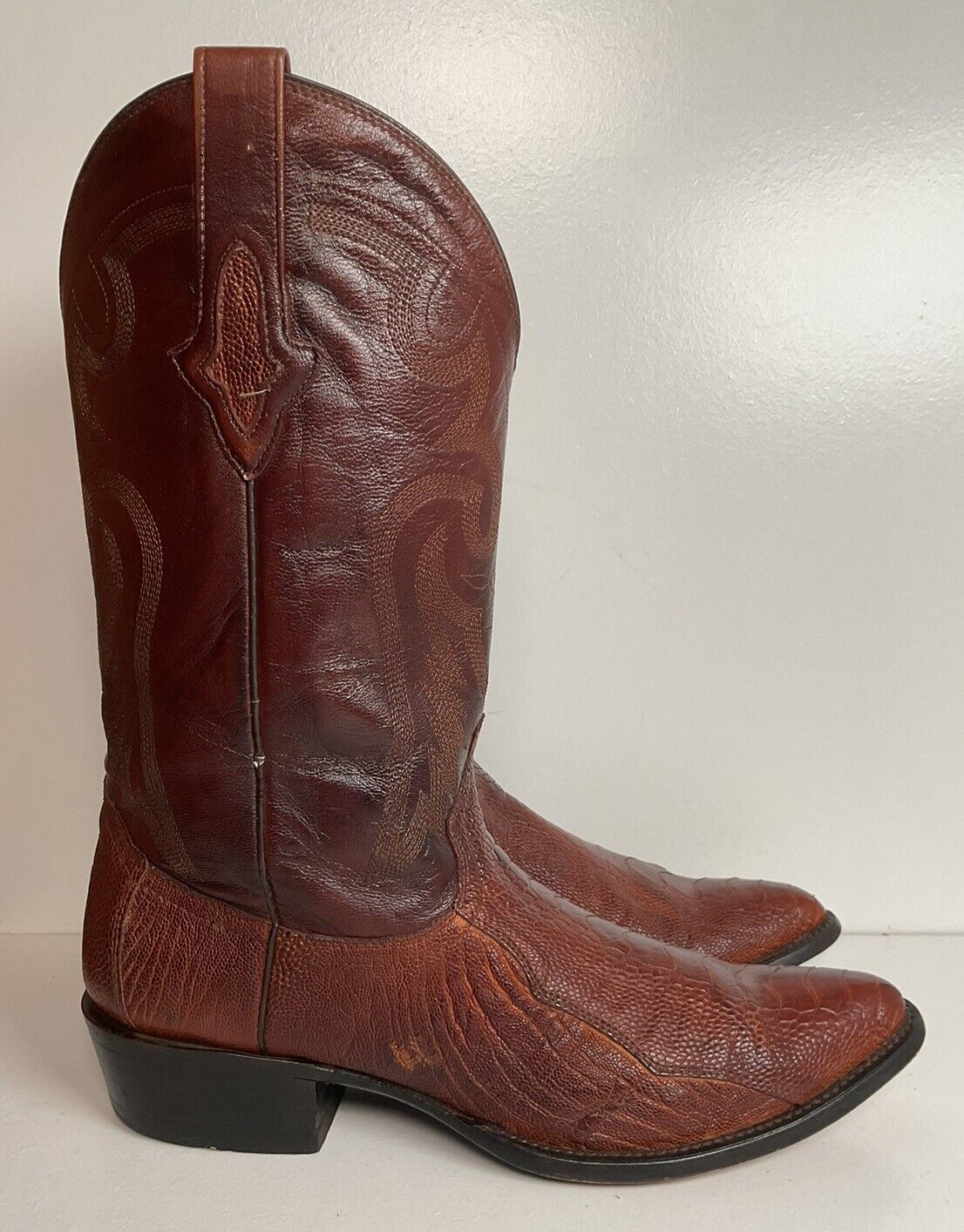 Lucchese For Resistol Ranch Exotic Ostrich Leg Cowboy Boots 11.5 D