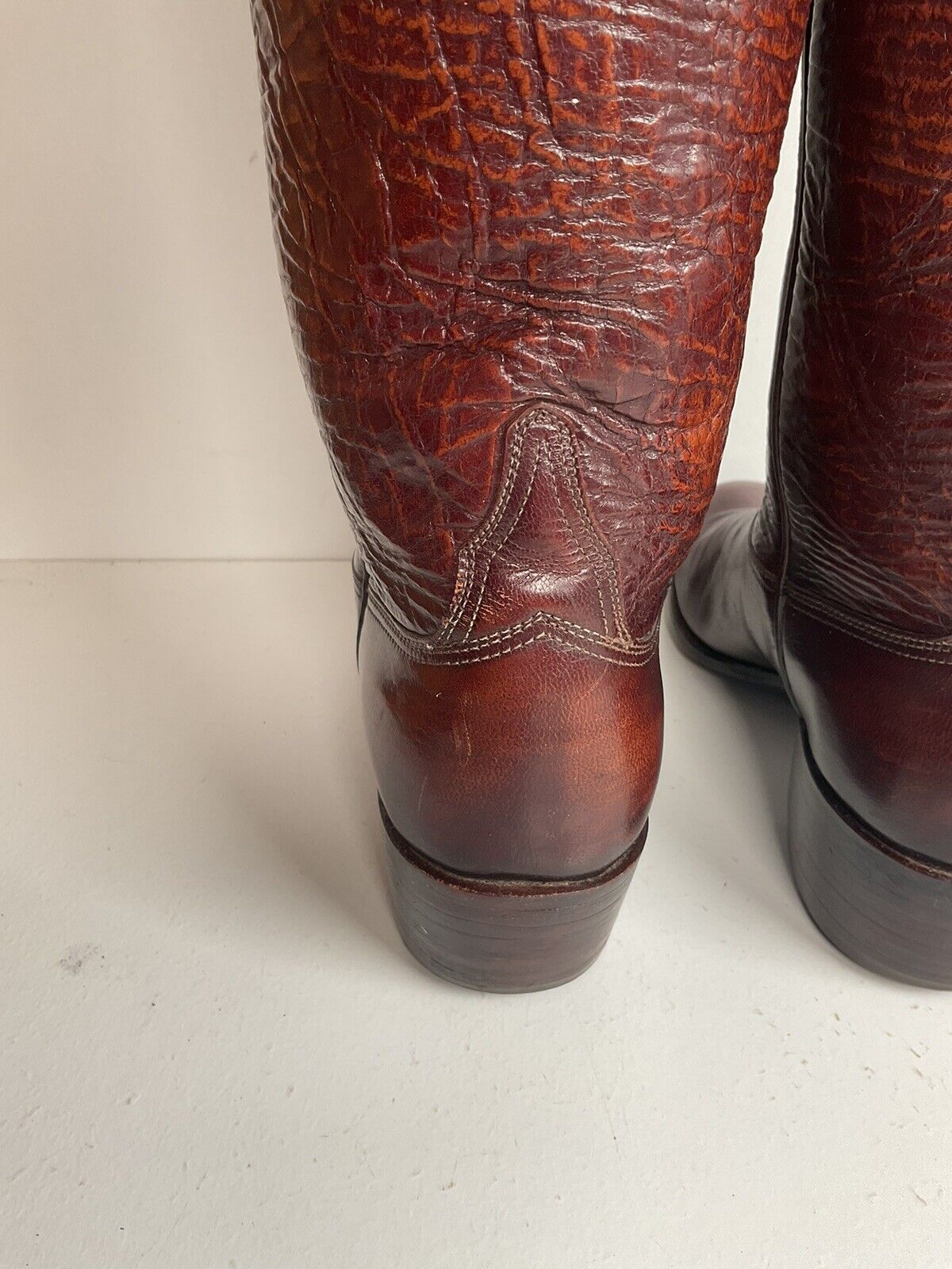 Vintage Lucchese San Antonio Leather Cowgirl Boots 6.5 C Stove Pipe