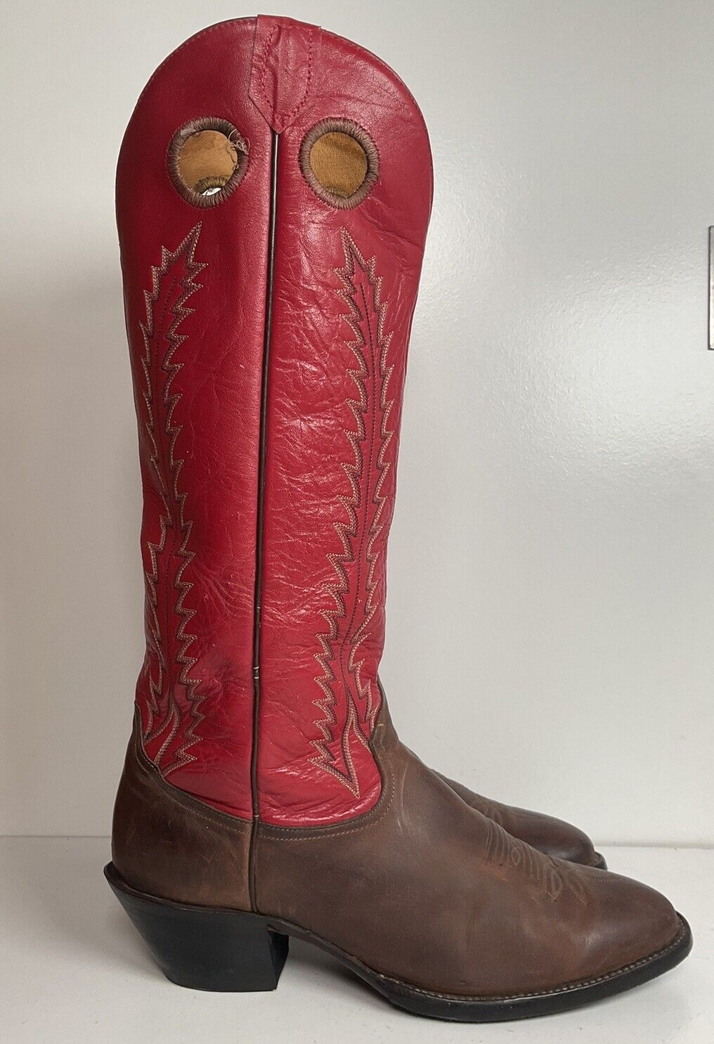 Vintage Tony Lama 18” Buckaroo Cowboy Boots 11 D Punchy USA