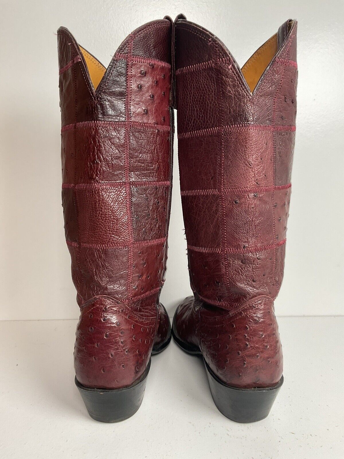 Vintage Nocona Exotic Ostrich Quill Cowgirl Boots 5 C Quilted Patchwork USA