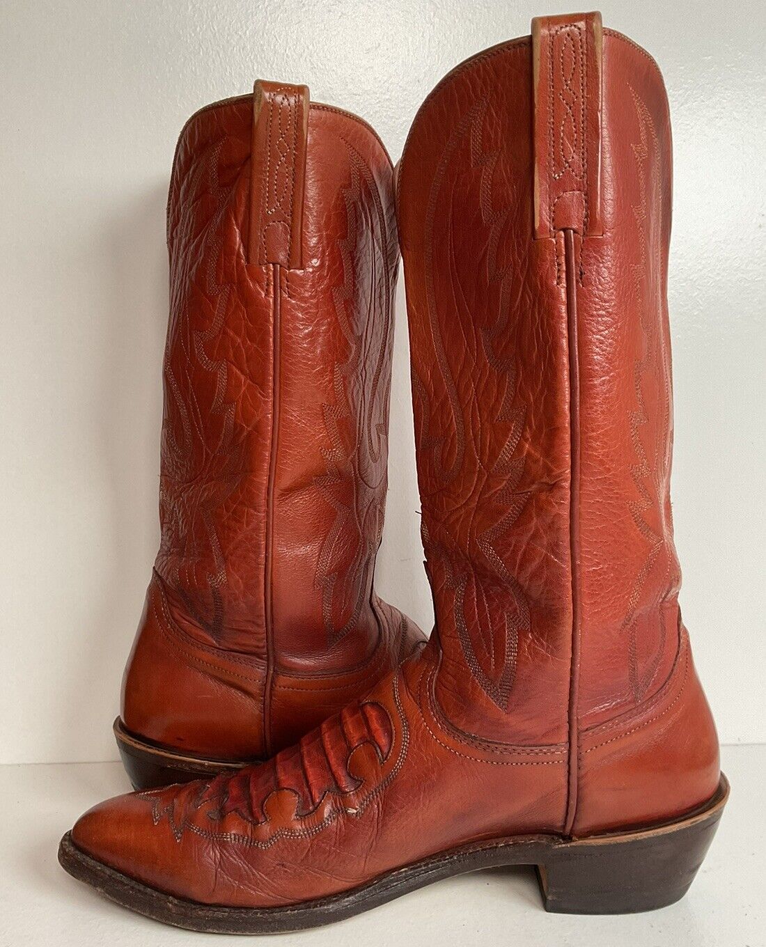 Lucchese 1883 Caiman Crocodile Inlay Cowboy Boots 9 D Exotic