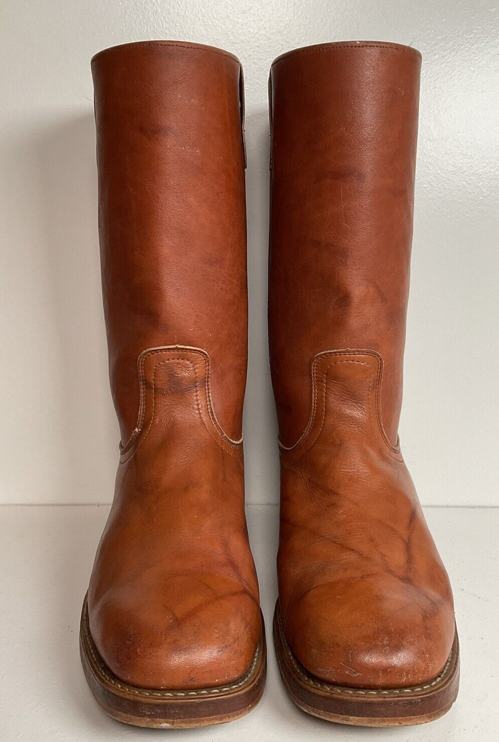 Vintage Dingo Acme Leather Campus Boots 12 D USA Made Thrashed