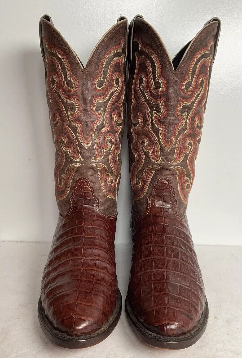 Nocona Exotic Caiman Crocodile Cowboy Boots 9 D Belly Cut USA