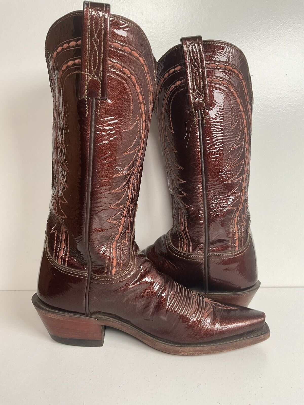 Lucchese Women’s 1883 Glossy Patent Leather Cowgirl Boots 6 B