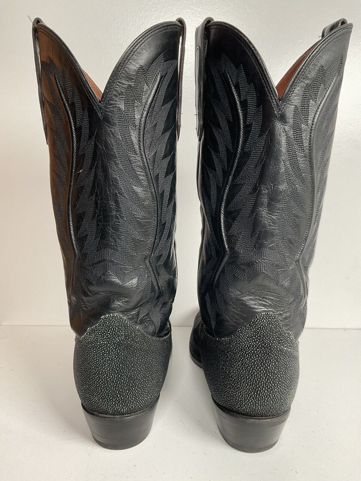 Nocona Exotic Stingray Cowboy Boots 9 D USA Black