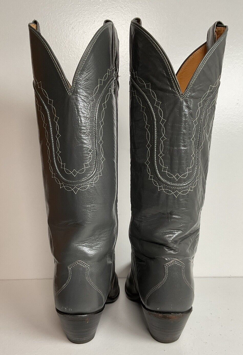 Vintage Justin Tall Grey Cowgirl Boots 7 B USA Made