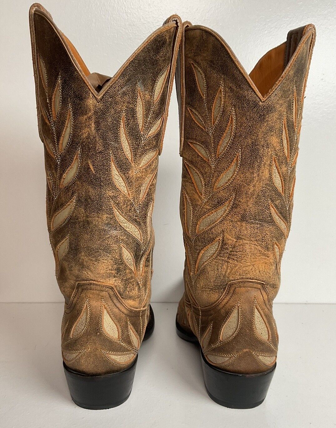 Old Gringo Cowgirl Boots 7 B Tooled Leaf Inlay New Half Soles