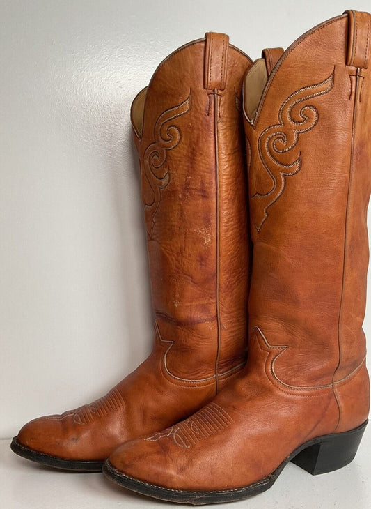 Vintage Tony Lama 18” Buckaroo Cowboy Boots 11 D Cavalry Style Longhorn Stitch