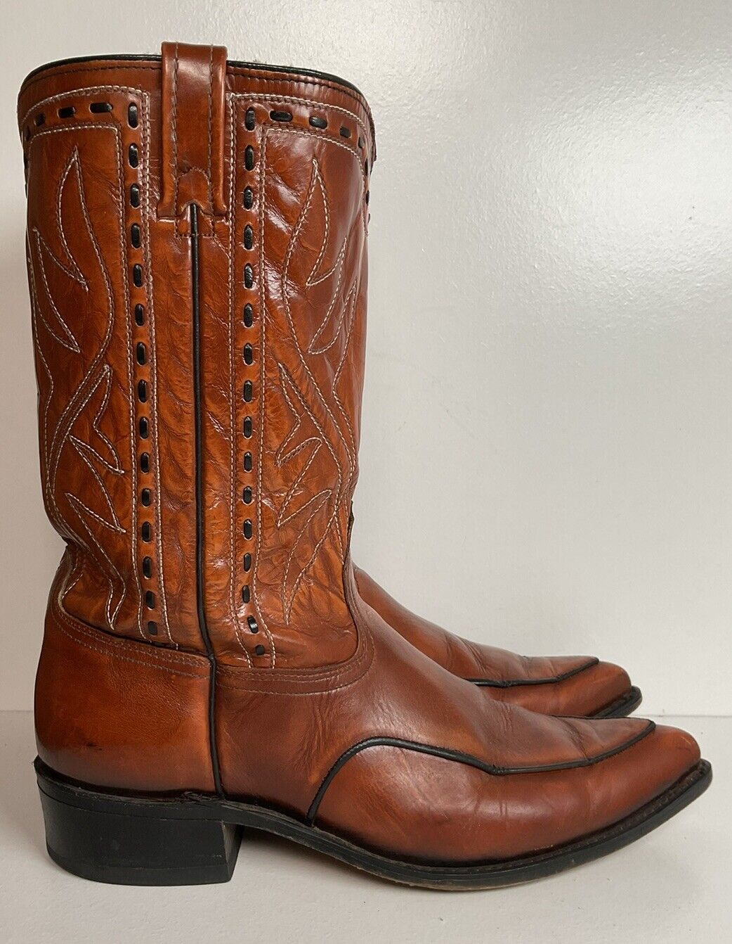 Vintage Dingo Acme Horseshoe Cowboy Boots 13 D Buck Stitched