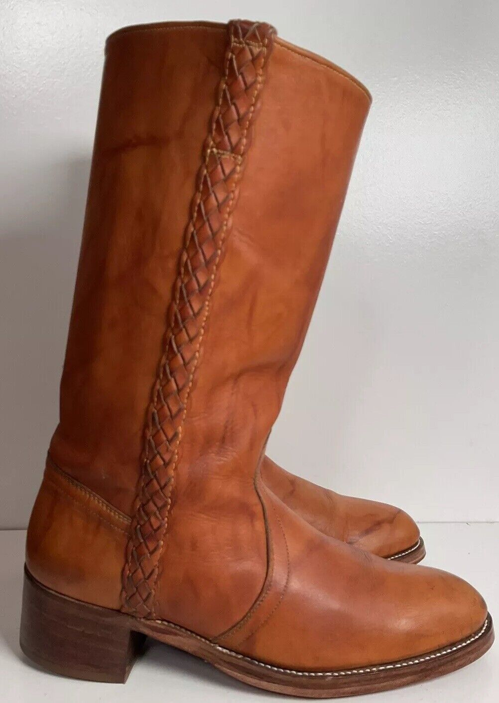 Vintage Dingo Acme Braided Campus Boots 10 D New Half Soles