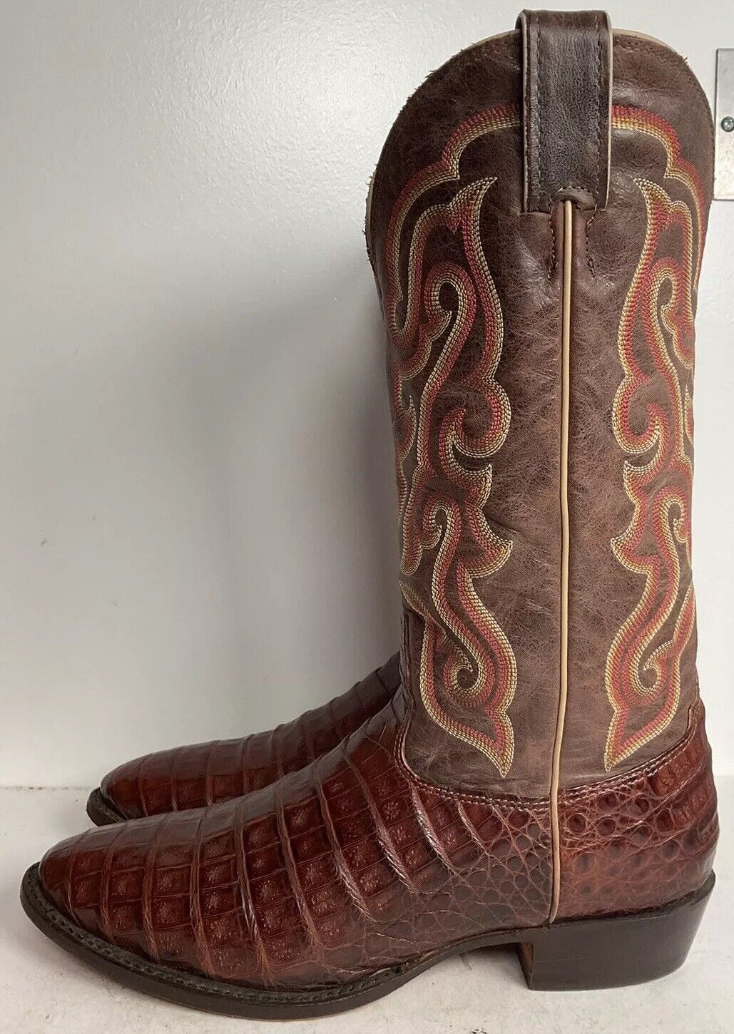 Nocona Exotic Caiman Crocodile Cowboy Boots 9 D Belly Cut USA