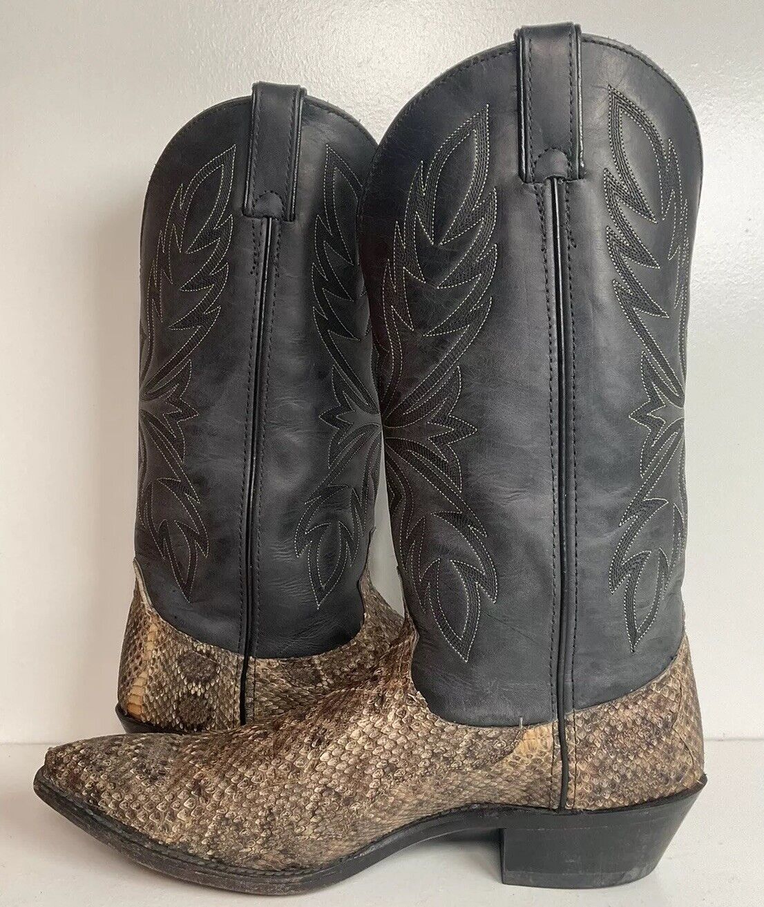 Code West For Dan Post Diamondback Rattlesnake Cowboy Boots 11 M Snip Toe