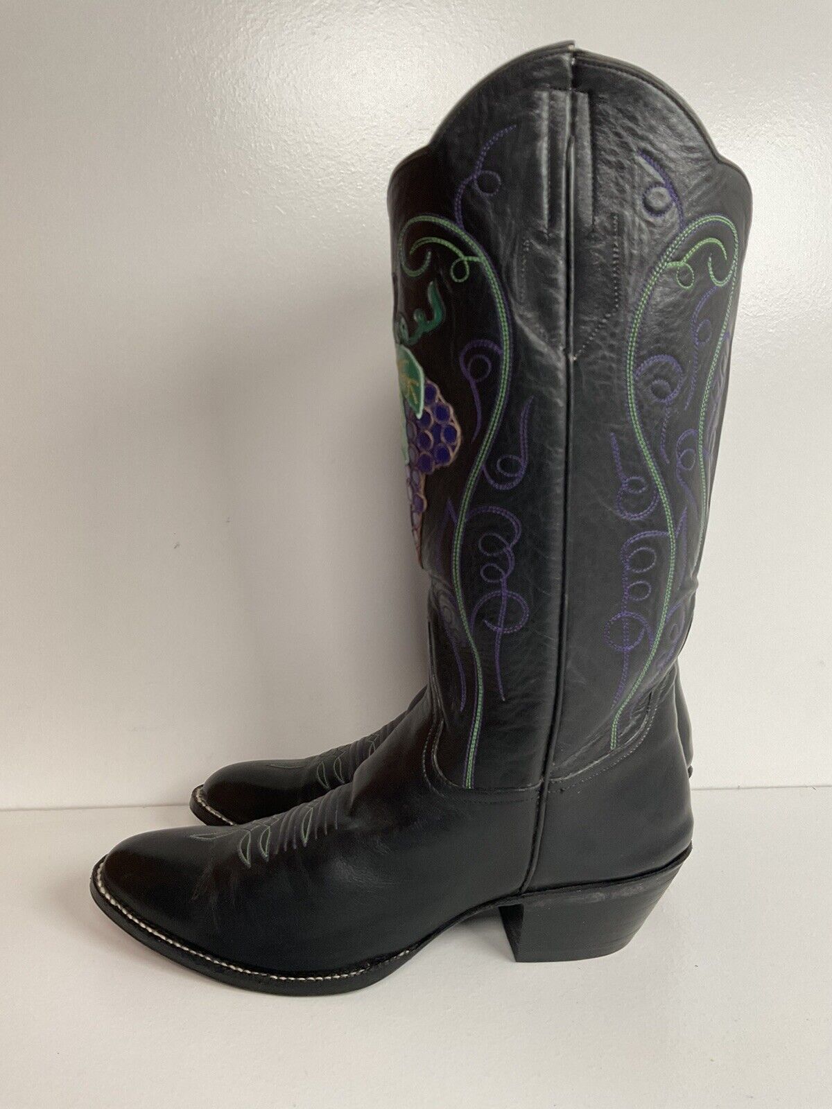 Vintage Rocky Carroll Custom Grape Vine Cowgirl Boots 6-6.5 Texas Americana