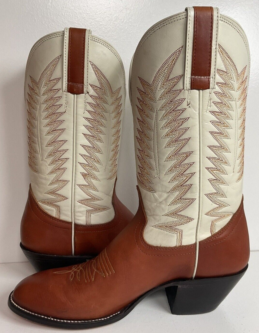 Hondo Calfskin Leather Cowgirl Boots 10 B White Upper