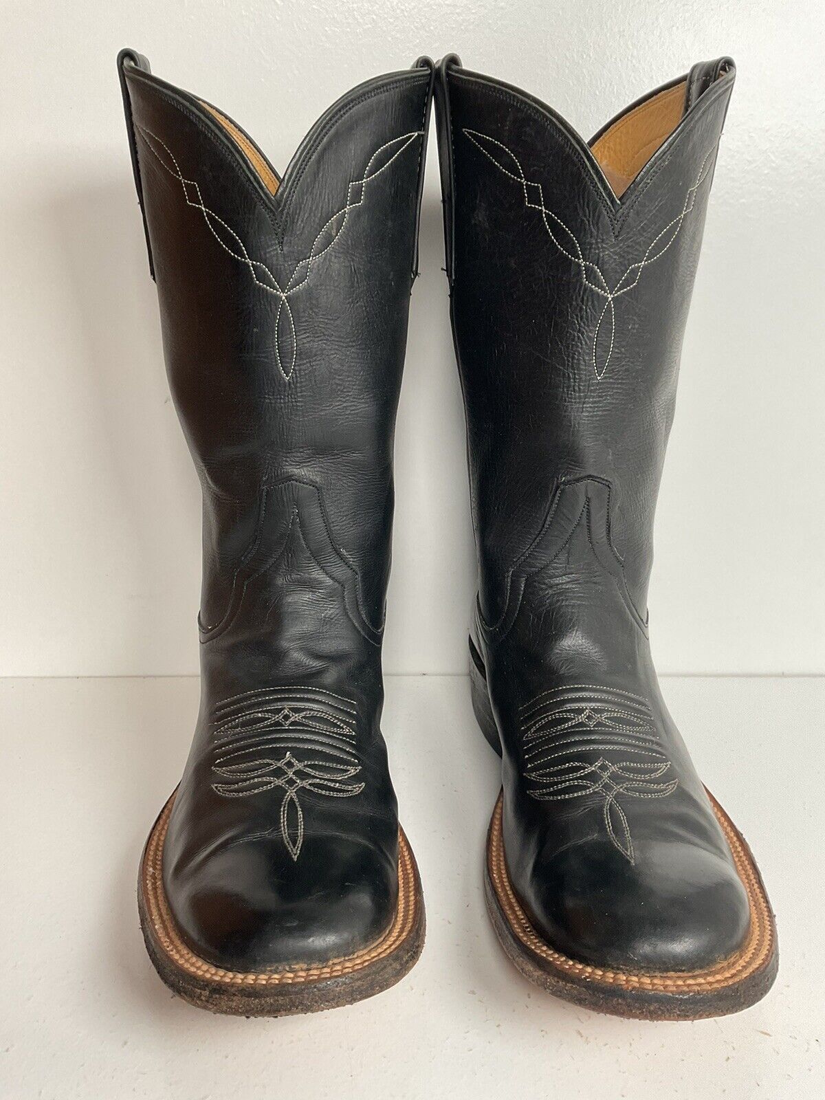 Rios Of Mercedes Black Leather Roper Boots 6.5 D USA