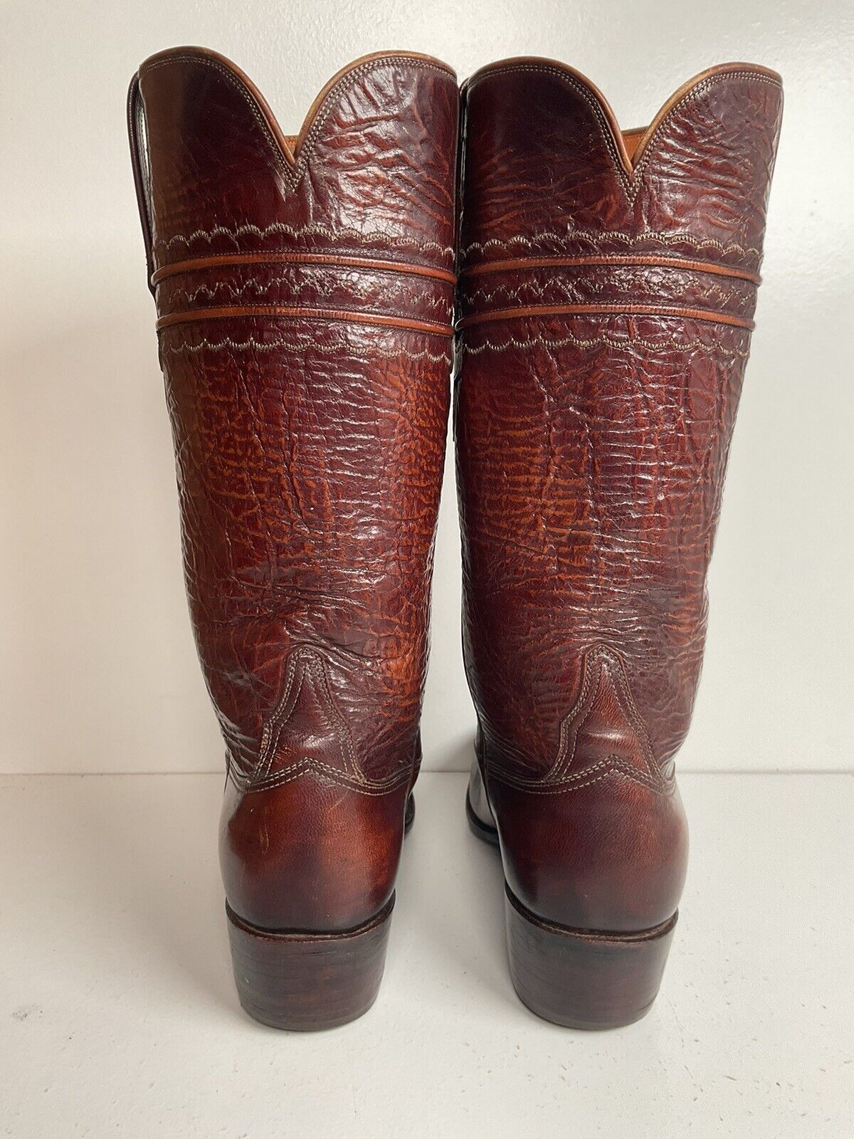 Vintage Lucchese San Antonio Leather Cowgirl Boots 6.5 C Stove Pipe