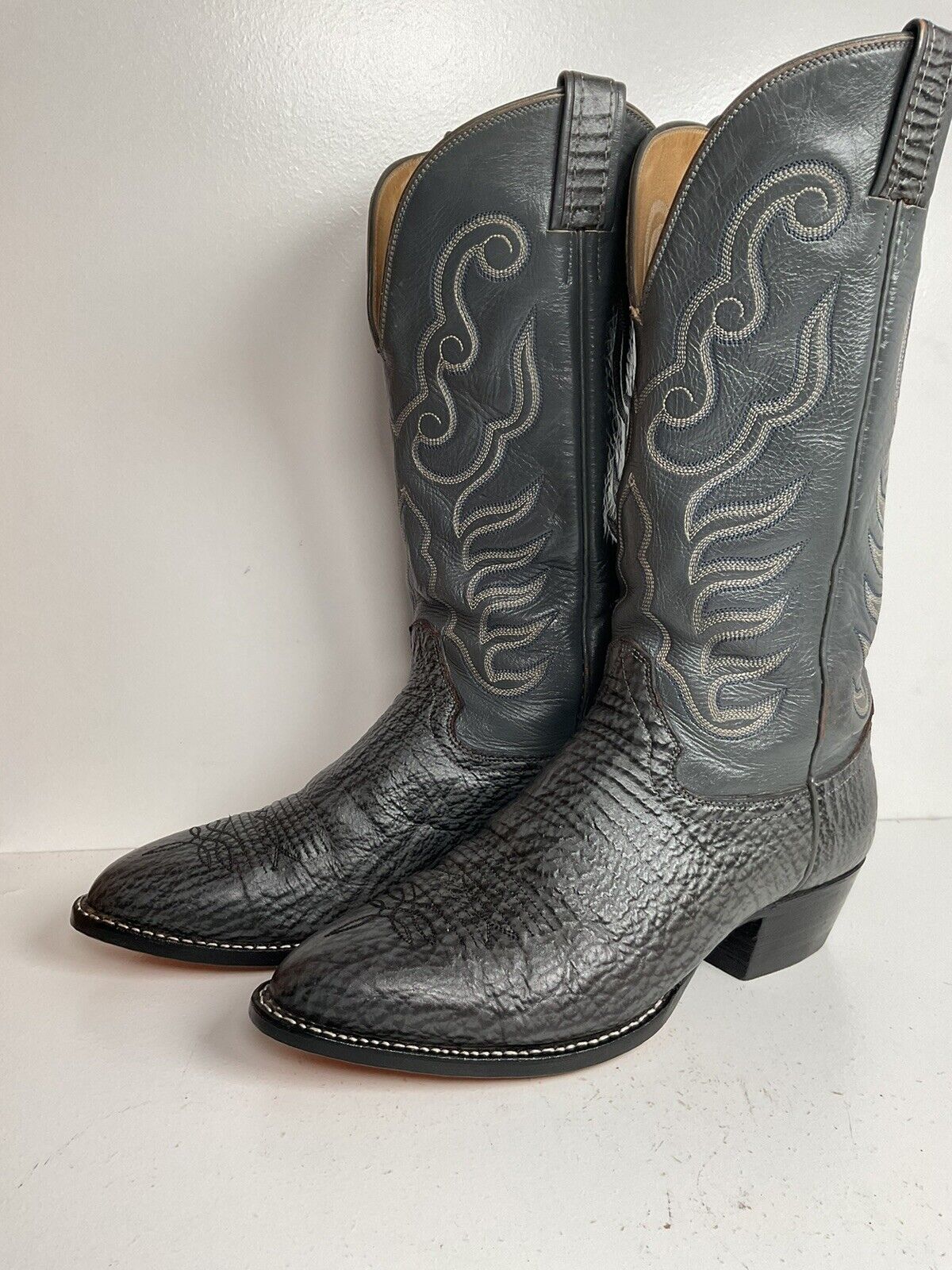 Hondo Exotic Sharkskin Cowboy Boots 8.5 D New Half Soles