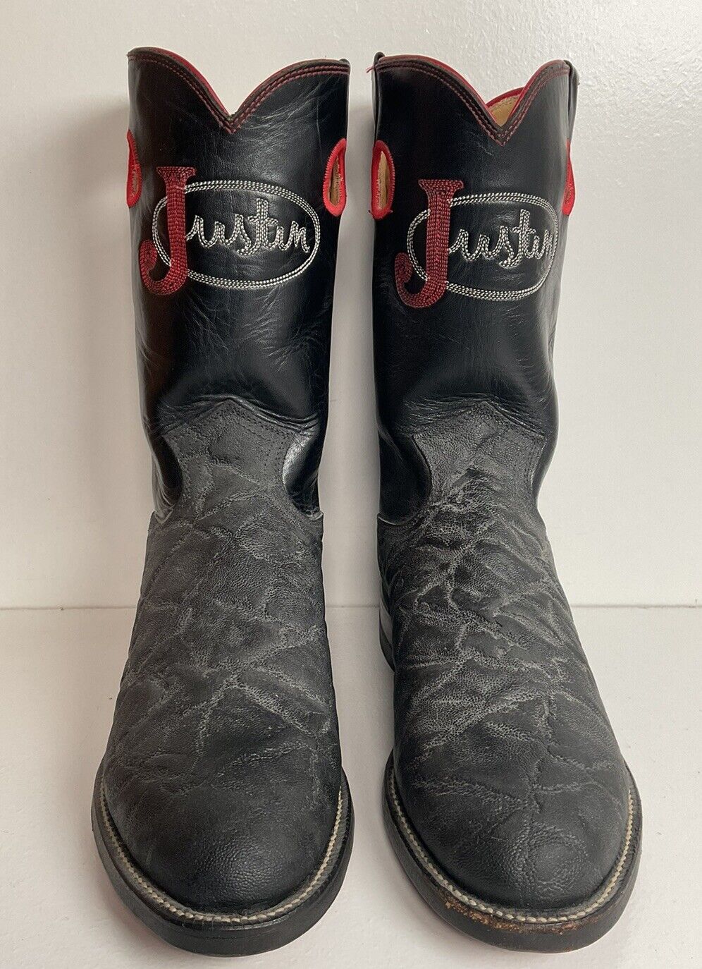 Justin Faux Elephant Print Buckaroo Cowboy Boots 6.5 D Punchy Roper USA