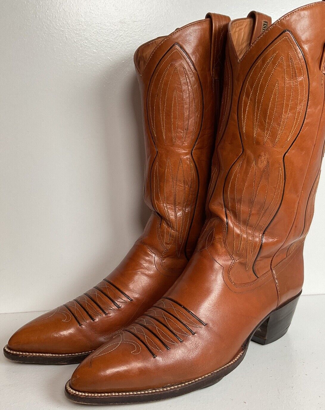 Vintage Dan Post Line Dancing Cowboy Boots 12 B Made in Spain